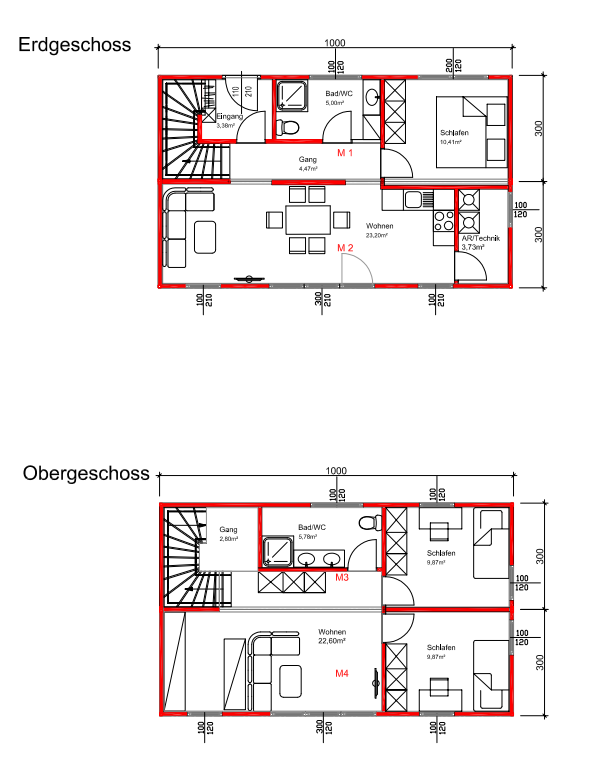 Grundrissbeispiel 120m2 zweigeschossig
