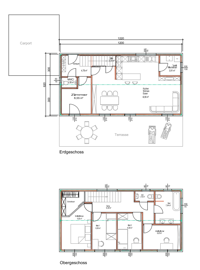 Grundrissbeispiel 144m2 zweigeschossig