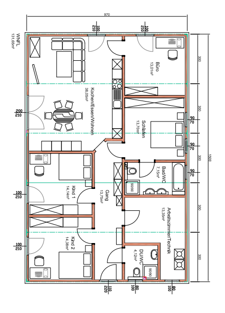 Grundrissbeispiel Bungalow 145,5m2