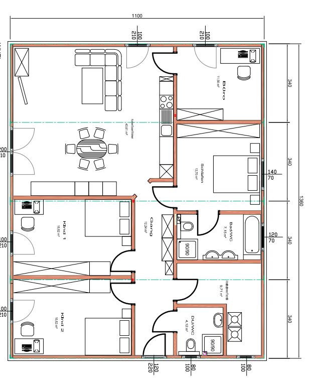 Grundrissbeispiel Bungalow 150m2