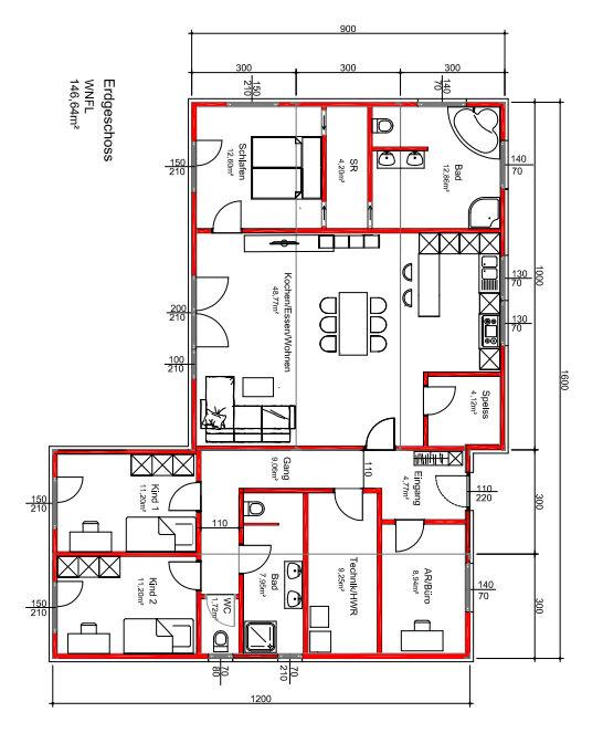 Grundrissbeispiel Bungalow 162m2