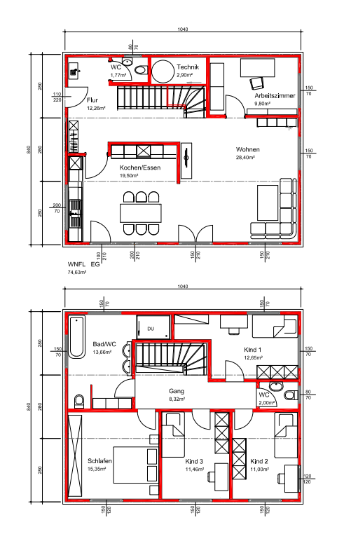Grundrissbeispiel 175,2m2 zweigeschossig