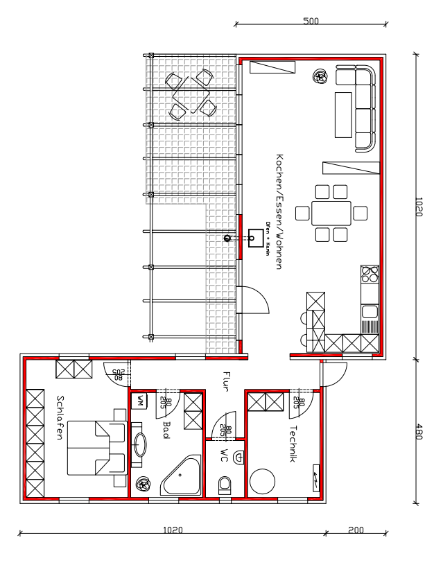 Grundrissbeispiel L-Haus