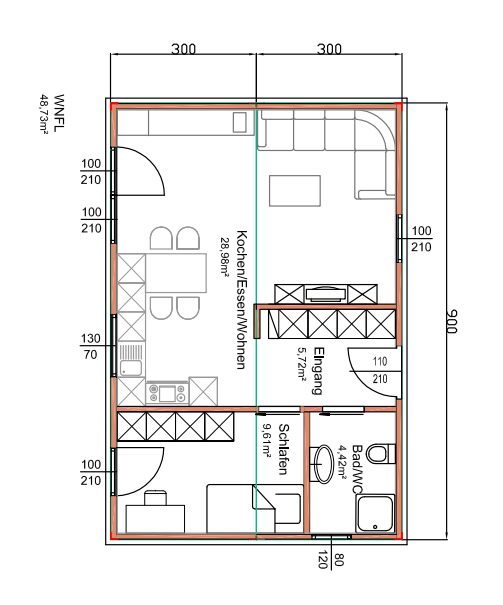 Grundriss Minihaus Beispiel 1